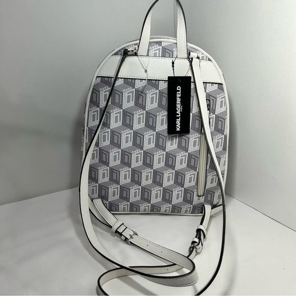 Karl Lagerfeld Paris White/Grey Adele Backpack Women’s - Picture 14 of 15